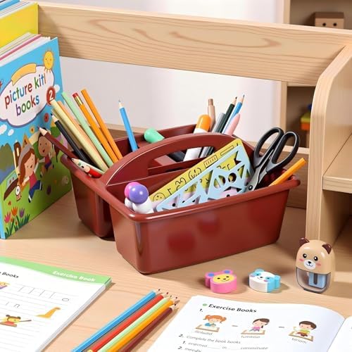 Kathfly 8 Pack Classroom Caddy Organizer with Handle Bulk, Deep Color - Image 2