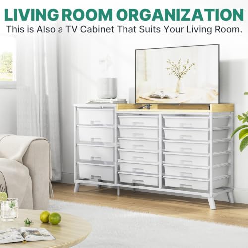 SYKIARIOL 16-Drawer Craft Storage Cabinet with Open Shelves - Image 6