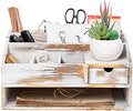 Wood Desk Drawer Organizers with File Organizer Pen holder Office Decor combo Organization Home Can Arrange calculators scissors pens note papers, etc. (washed white) by VERGOODR