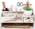 Wood Desk Drawer Organizers with File Organizer Pen holder Office Decor combo Organization Home Can Arrange calculators scissors pens note papers, etc. (washed white) by VERGOODR