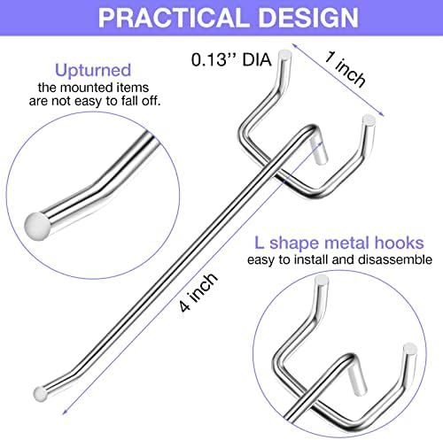 Moxweyeni 150 Pack Pegboard Hooks 3 Inch Metal Display Hooks Suitable for 1/8 Pegboard Accessories for Garage, Office, Kitchen, Store - Image 2