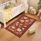 DUKINO 2x4 Entryway Rug, Floral Washable Kitchen Rugs Non Slip, Red - Image 5