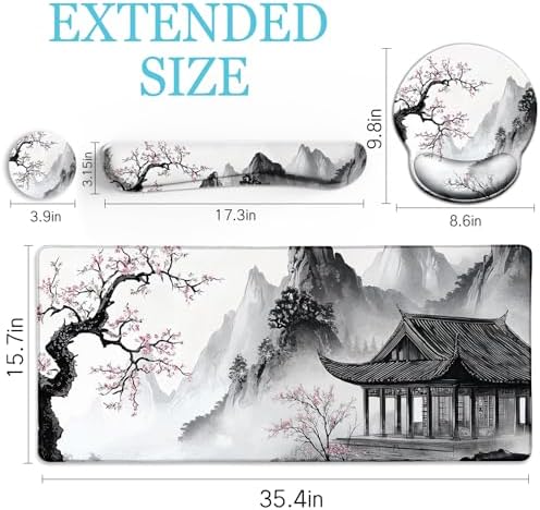 LIMKRIAN Japanese Ergonomic Mouse Pad Set, Large Desk Matt for Desktop - Image 6