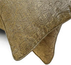Antique Gold Luxury Lumbar Pillow Cover 12" x 26" | Contemporary Jacquard Oblong Cushion Cover Damask | Antique Gold Textured Fabric Pillowcases for Bed, Couch & Sofa, Modern Home Décor - Golden Aura - Image 2