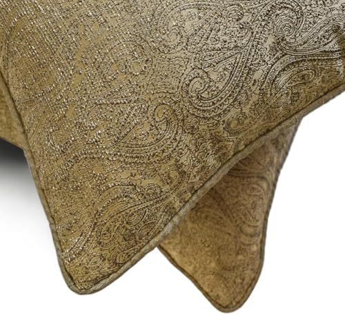 Antique Gold Luxury Lumbar Pillow Cover 12" x 16" | Contemporary Jacquard Oblong Cushion Cover Damask | Antique Gold Textured Fabric Pillowcases for Bed, Couch & Sofa, Modern Home Décor - Golden Aura - Image 2
