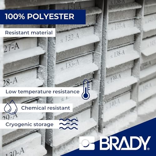 Brady Authentic (M5-112-490) FreezerBondz™ Cryogenic Matte Polyester Labels 0.375" H x 1.25" W Black on White, 360 Labels. for use with The BMP51 and M511 Label Printers - Image 3