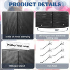 Geelin Metal Pegboard Display with 50 Hooks, 9.8 x 9.8 x 20.5 in Rotating Display Stand Racks for Craft Shows Pegboard Organizer with Peg Hooks for Jewelry Organizing Retail(Black) - Image 3