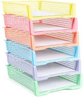 Set of 6 Pastel Turn in Trays for Teachers Stackable Classroom Paper Letter Trays Plastic Classroom Desk Letter Organizer Tray Storage Baskets for Library, Drawers, Office, Home by CHUNNIN