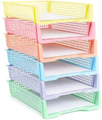 Set of 6 Pastel Turn in Trays for Teachers Stackable Classroom Paper Letter Trays Plastic Classroom Desk Letter Organizer Tray Storage Baskets for Library, Drawers, Office, Home by CHUNNIN