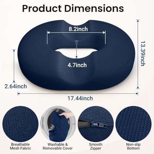 CloudBliss Donut Pillow Stadium Seat Cushion for Tailbone Pain Relief and Hemorrhoids, Memory Foam Seat Chair Cushion, Portable Seat Cushions for Bleachers, Car, Home & Office - Image 5