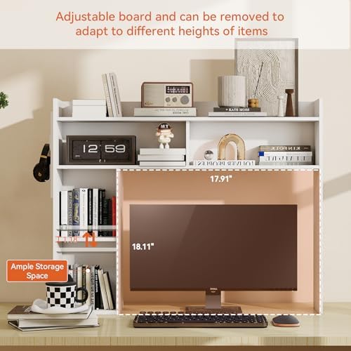 ELECWISH Desktop Bookshelf, Desk Shelf for Computer Desk, 33.46”, 5 Tier - Image 5