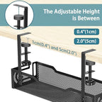2Pack Under Desk Cable Management Tray, No Drill Mesh Desk Cable Tray - Image 3