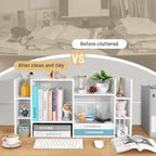 YIGANG Desk Shelf Organizer, 3-Tier Desktop Bookshelf for Computer Desk, Small Tabletop Hutch Storage Rack, Wood Office Supplies Organizer for Dorm, Home & Student (29 Inch Wide)，White - Image 7