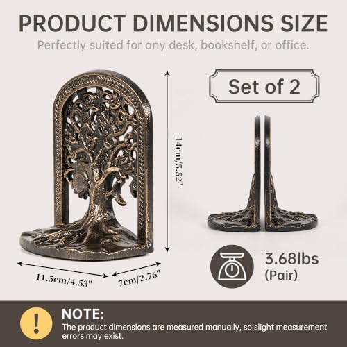 Tree of Life Decorative Bookends Set for Heavy Books, Shelves - Image 2