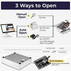 Volcora Cash Register Drawer for Point of Sale (POS) System - White and Stainless Steel Front - Fully Removable 2 Tier Cash Tray, 5 Bill/8 Coin, 12-24V, RJ11/RJ12 Key-Lock - Image 4