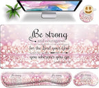 Large Gaming Mouse Pad Set 35.4 x 15.7 with Keyboard Wrist Rest, Wrist Support, and Coaster Memory Foam Smooth Desk Pad Mousepad for Home Office School - Quote Bible by Unknown