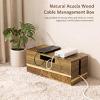 Acacia Wood Cable Management Box - Cord Hider&Organizer for TV Wires - Image 2