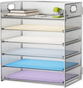 Marbrasse Paper Letter Tray - 6 Tier Mesh File Organizer with Handle, Paper Sorter for Letter/A4 Office File Folder Holder - Silver by Marbrasse