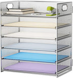Marbrasse Paper Letter Tray - 6 Tier Mesh File Organizer with Handle, Paper Sorter for Letter/A4 Office File Folder Holder - Silver by Marbrasse