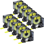 10 Pack Compatible for Dymo Rhino 18056 Black on Yellow 1/2" x 4.9' Industrial Heat Shrink Tube Labels for Rhino 1000 3000 4200 5000 5200 6000 3M Label Maker by KCMYTONER