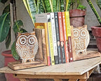 eTroves Wood Bookends for Shelves. Decorative Wooden Owl Bookend for Heavy Books, White Wood, 6 Inch - Image 5