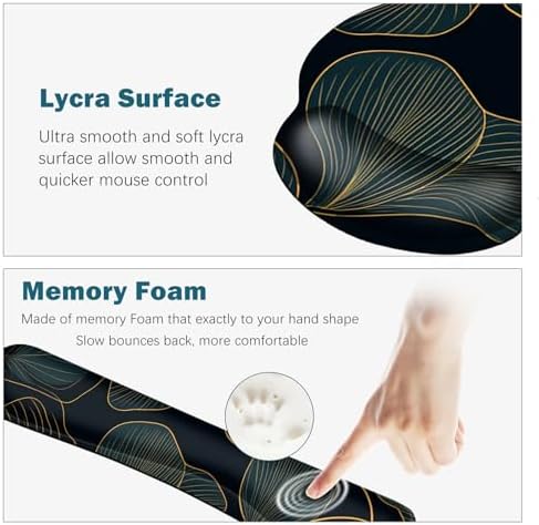 ARTSO Desk Mat Set, Large Gaming Mouse Pad Wrist Support, Keyboard Wrist Rest Ergonomic Desk Pad with Coaster Combo, Extended Mousepad with Non-Slip, Art Tropical Leaves - Image 3