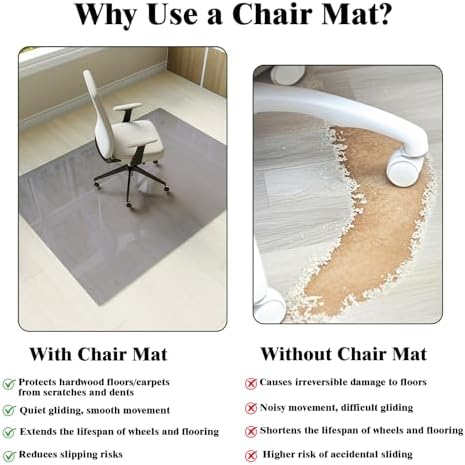 Koonmi 42" x 48" Office Chair Mat for Hardwood Floors & Carpets - Image 2