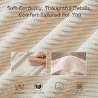 Reading Pillow for Bed, Cream Corduroy Backrest Pillow - Image 6