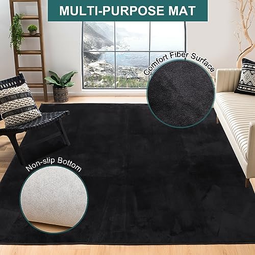 Office Chair Mat, 75" x 60" Large Chair Mat for Hard Floors, Flannel Fabric Area Rug for Hard Surface, Floor Protector Under Desk Mat for Home Office (Black) - Image 4
