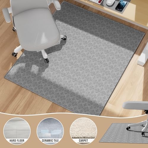 KMAT Office Chair Mat, 36x48in Heavy Duty Hardwood/Tile Floor Protector, Floor Mat Computer Desk Mat for Rolling Chairs, Work, Study, Office, Grey - Image 3