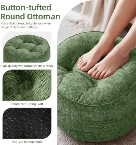 Hobestluk Round Oversized Ottoman Foot Leg Rest Under Desk for Couch - Image 3