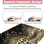 Large Keyboard Mouse Pad Set, Extended Mouse Pad+Keyboard Wrist Rest Support, Memory Foam Ergonomic Easy Typing, 4Pcs (31.5×11.8 in) Desk Pad Set for Office Home,Leopard Print - Image 5