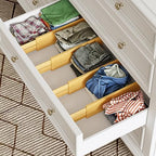 BAMEOS Bamboo Expandable Drawer Dividers – Fits 16.65"–22" Drawers, 4" Extra Deep Walls, Set of 4 | Maximum-Height Spring-Loaded Organizer for Deep Kitchen, Bathroom & Dresser Drawers - Image 5