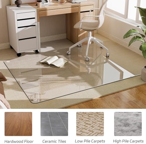 GLSLAND 36"x55" Tempered Glass Office Chair Mat, Hard Floor Mat for Carpet - Image 6