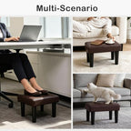 CAROLMADE Footstool Ottoman with Legs, PVC Small Foot Rest Under Desk, Ottoman with Storage for Living Room, Bedroom, Entryway Brown - Image 4