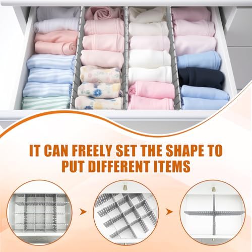 Blosssound 15 Pcs 5.12 Tall Drawer Divider Adjustable Drawer Organizer,Grey - Image 4