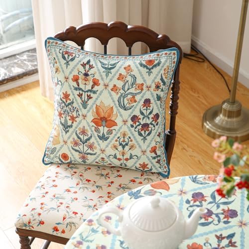 ISAENNE Linen Square Throw Pillow Cover,Set of 2,18"x18"-Floralsea A - Image 5