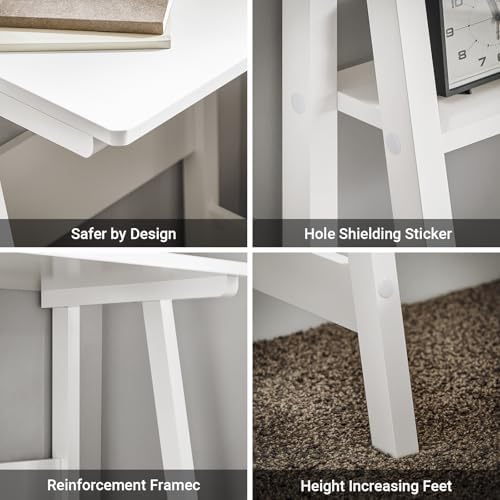 Haotian Ladder Desk with Shelves, Wall Desk for Small Space, Secretary Desk Workstation Dresser Shelf Freestanding Bookshelf, White FRG60-W - Image 7