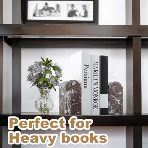 Koville Turkish Natural Marble Bookends for Shelves, Decorative Book Ends, 13lbs Heavy-Duty Marble Book Holders, Bookshelf Apartment Decor for Normal Books/CD/Video Games(Leopard) - Image 6
