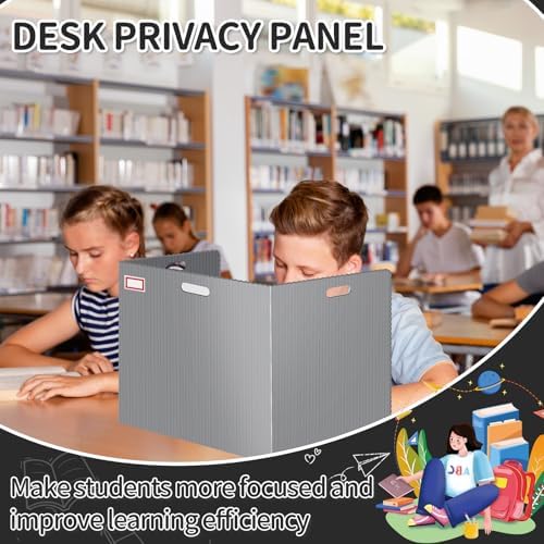 24 Pcs Desk Dividers for Students Plastic Durable and Waterproof Privacy Folders Shields Test Dividers with Classroom Privacy Boards for School Study Teacher Supplies (24pcs Grey) - Image 6