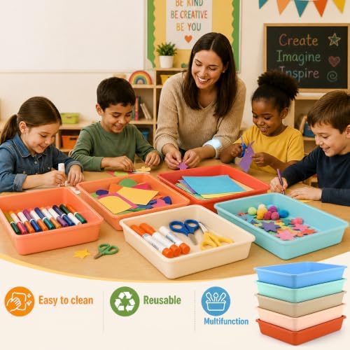 Defresit 12 Pcs Letter Size Flat Storage Paper Trays for Classroom - Image 5