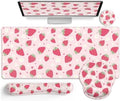 LIMKRIAN Strawberry Mouse Pad Large Desk Mat Set, Pink Ergonomic Mouse Pad by LIMKRIAN