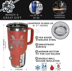 The Wedding Party Store Custom Personalized 20 oz Stainless Steel Powder Coated Vacuum Insulated Double Walled Travel Tumbler Coffee Mug with Handle and Lid (Coral) - Image 3