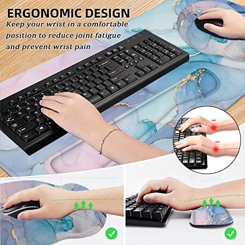 Large Desk Mat, Mouse Pad with Wrist Support, Keyboard Wrist Rest Set - Image 3