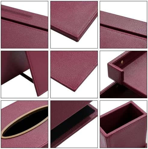 Leather Desk Set,13-Piece Desk Organizer Set, Executive Office Accessories with Desk Pad & Blotter, 2-Tier Tray, Pen Holder & More, Professional Office Desk Decor & Gift Set (Burgundy) - Image 4