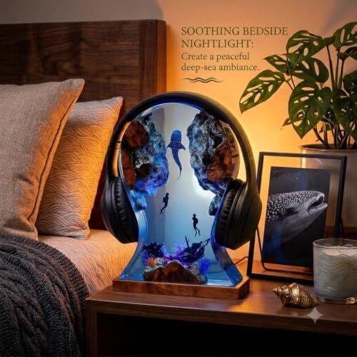 Cool Headphone Stand Holder for Desk, Handmade Ocean Lamp, Ocean Gifts - Image 2
