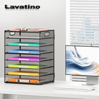 Lavatino 2 Pack 8-Tier Office Desk File Organizer, Letter Tray Paper Organizer with Handle, Including 5 Adjustable Slide Trays for Organizing Desktop Workspace Accessories and Supplies (Black Mesh) - Image 4