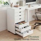 7 Drawer Mobile File Cabinet, Printer Stand with Wheels - Image 4