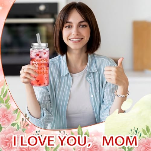 48 Pcs Christmas Mama Gifts Bulk, Cups Lids Straws Clay Bracelets - Image 5