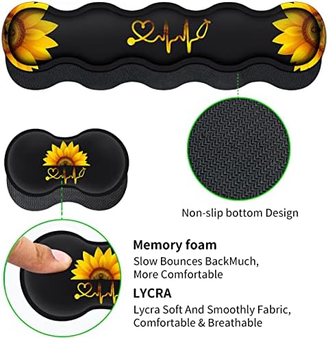 Ergonomic Mouse Pad Set, Desk Mat(31.5×11.8 in) + Keyboard Wrist Rest Support + Mouse Wrist Rest + Coasters for Office,Home,Computer,Laptop -Sunflower Nurse Pattern Black Gaming Large Mousepads - Image 3